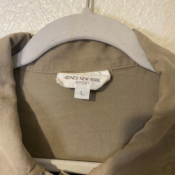 Vintage Jones NY Sport Taupe Tencel Cotton Lightweight Fall Jacket Size Large - Picture 2 of 9